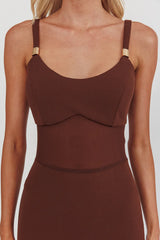 Shelbie Sheer Waist Maxi Dress Chocolate