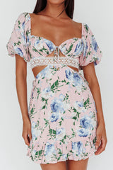 Sweet Romance Cut-Out Mini Dress Pink