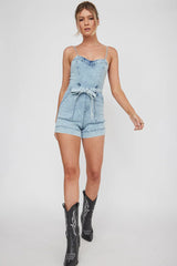 Laureen Pocket Romper Denim
