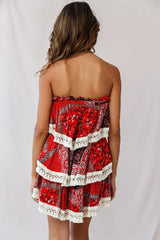 Palau Tassel-Trimmed Paisley Crop Top Red