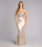 Alita Metallic Floral Rhinestone Formal Dress