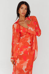 Stasi Cami Strap Midi Dress Floral Orange