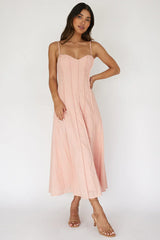 Vacay Pintuck Pleat Midi Dress Pink