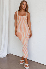 North Shore Knit Maxi Dress Striped Mango