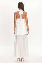 Opulent Halterneck Layered Maxi Dress White