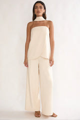 Florene Strapless Split Scarf Top Vanilla
