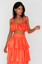 Sozo Bubble Crop Top Orange