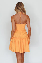 Sherbet Sunset Tied Neck Mini Dress Orange