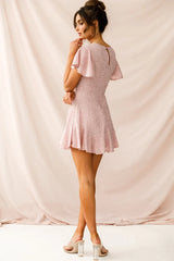 Isabelle Angel Sleeve Empire Dress Blush