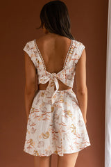 Braxton Tied Back Mini Dress Floral Orange