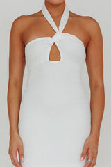 Mari Halterneck Midi Dress White