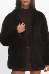 By The Fire Faux Fur Coat Chocolate