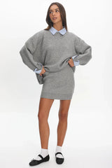 Marvelle Knit Mini Skirt Grey