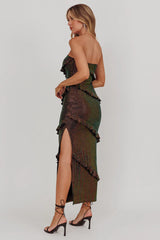 Metrics Strapless Frill Maxi Dress Black