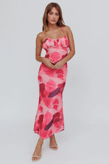 Blossom Belle Low Back Maxi Dress Print Red