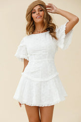 Call Me Later Keyhole Back A-Line Dress White