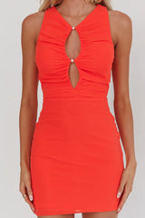 Piece Of Heaven Sleeveless Keyhole Mesh Mini Dress Red