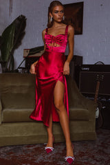Belle Epoque Drawstring Bust Midi Dress Hot Pink
