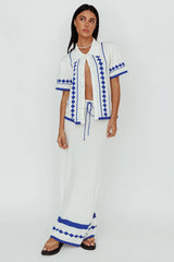 Amalfi Sun Knit Button-Up Shirt White