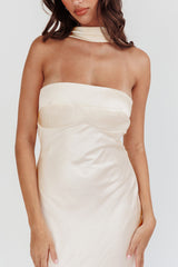 Damsel Reverse Halter Maxi Dress Oyster
