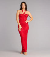 Mackinley Rhinestone Lace-Up Column Formal Dress