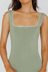 North Shore Blanket Stitch Knit Maxi Dress Sage
