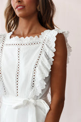 Meadow Ruffle Strap Open Back Midi Jumpsuit White