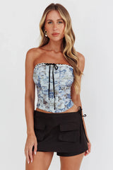 Mayara Strapless Corset Top Blue