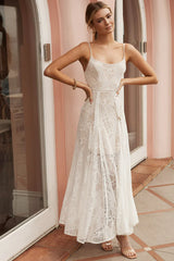 Palm Springs Lace Overlay Maxi Dress White