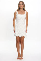Karrla Crochet Lace Mini Dress White