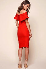Alina Elegant Bodycon Dress Bright Red