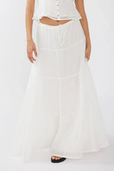 Azura Drawstring Maxi Skirt White