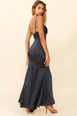 Bronte High Split Gathered Bust Maxi Dress Ink