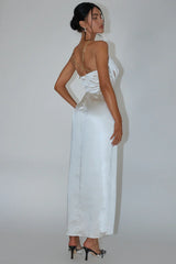 Emanuella Chain Strap Satin Midi Dress Champagne