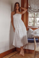 Chasing Sunshine Strapless Midi Dress White