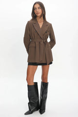 Adrianna Notch Lapel Blazer Chocolate