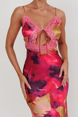Saga Bust Keyhole Satin Maxi Dress Purple