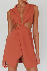 Milarni Collared Cut-Out Mini Dress Rose
