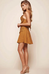 Janey Applique A-Line Dress Tan