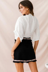 Rivera Deep V Waist Tie Top White