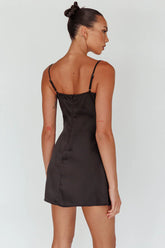 Izolda Floral Applique Mini Dress Black