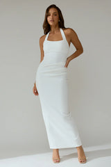 Fire Of Stars Halterneck Bodycon Maxi Dress White