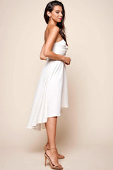 Monogram Strapless Midi Dress White