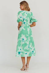 Elias Puff Sleeve Midi Dress Green