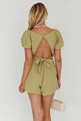 Alexis Elasticated Waist Romper Avocado