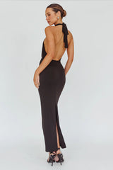 Simha Rose Halterneck Midi Dress Black