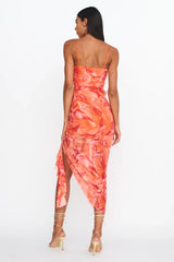 Your Destiny Ruched Asymmetrical Hem Dress Orange