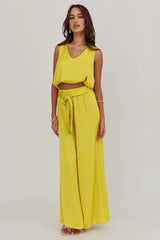 Mariposa Sleeveless Bubble Hem Top Chartreuse