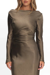 Loveland Cowl Back Midi Dress Olive