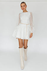 Tatiana Long Sleeve Plaid Mini Dress White